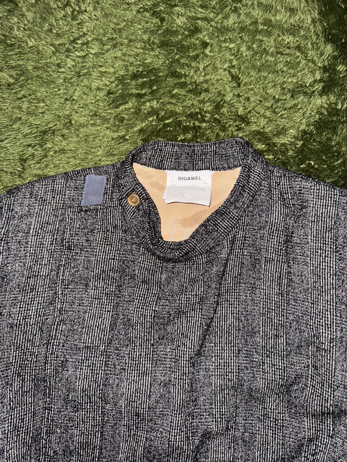 [1] DIGAWEL 디가웰 글렌 체크 울 큐프라 벨티드 하프 코트 상품이미지3