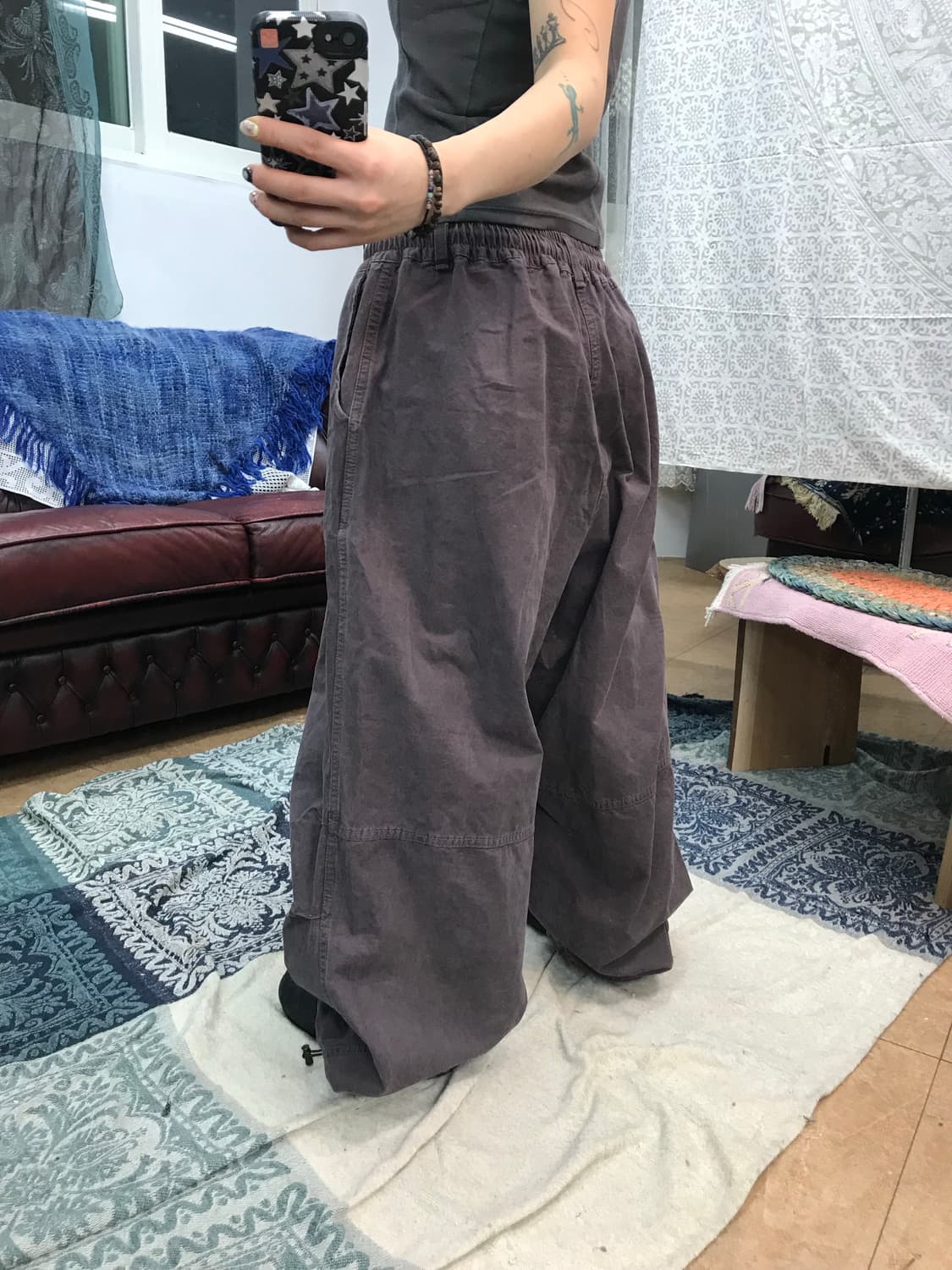 Otherfit 빈티지 퍼플 피그먼트 밴딩 핀턱 벌룬팬츠  상품이미지2