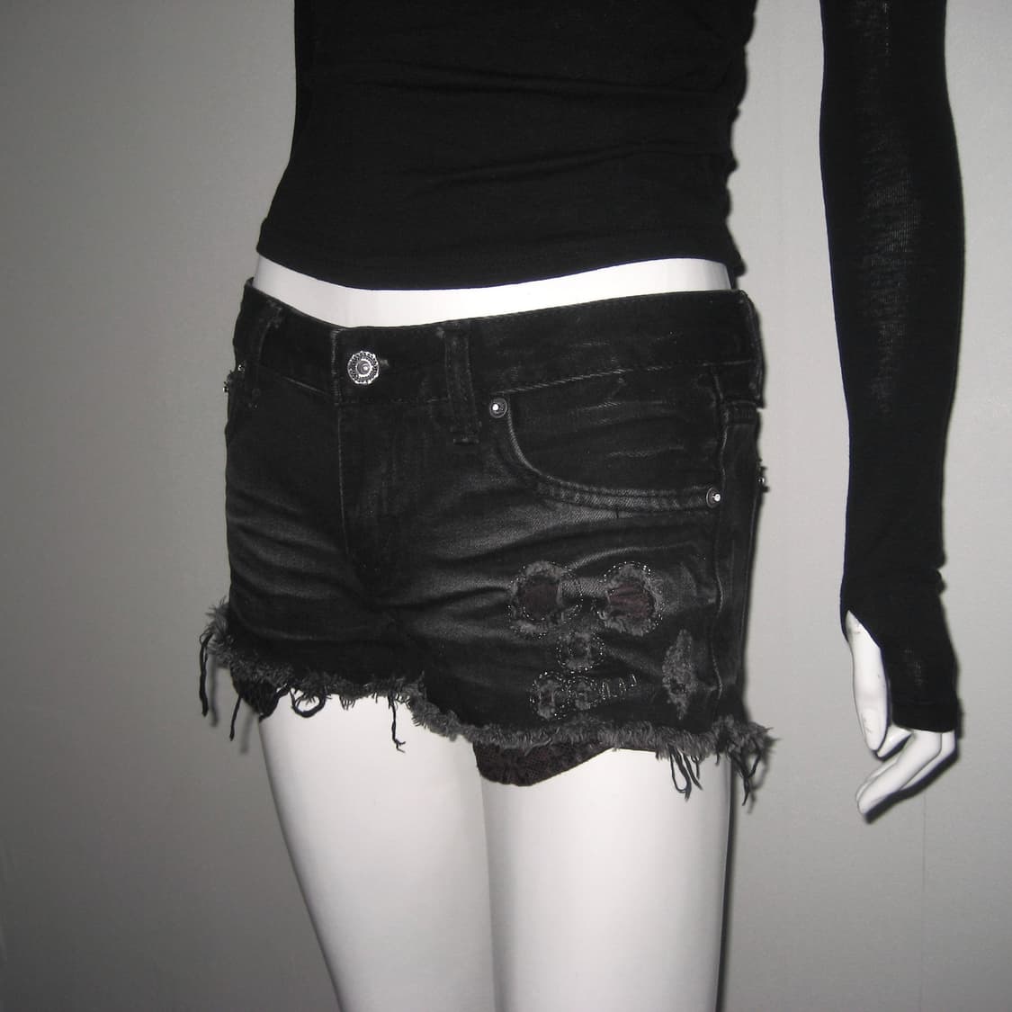 펑크 흑청 팬츠 반바지 상품이미지7