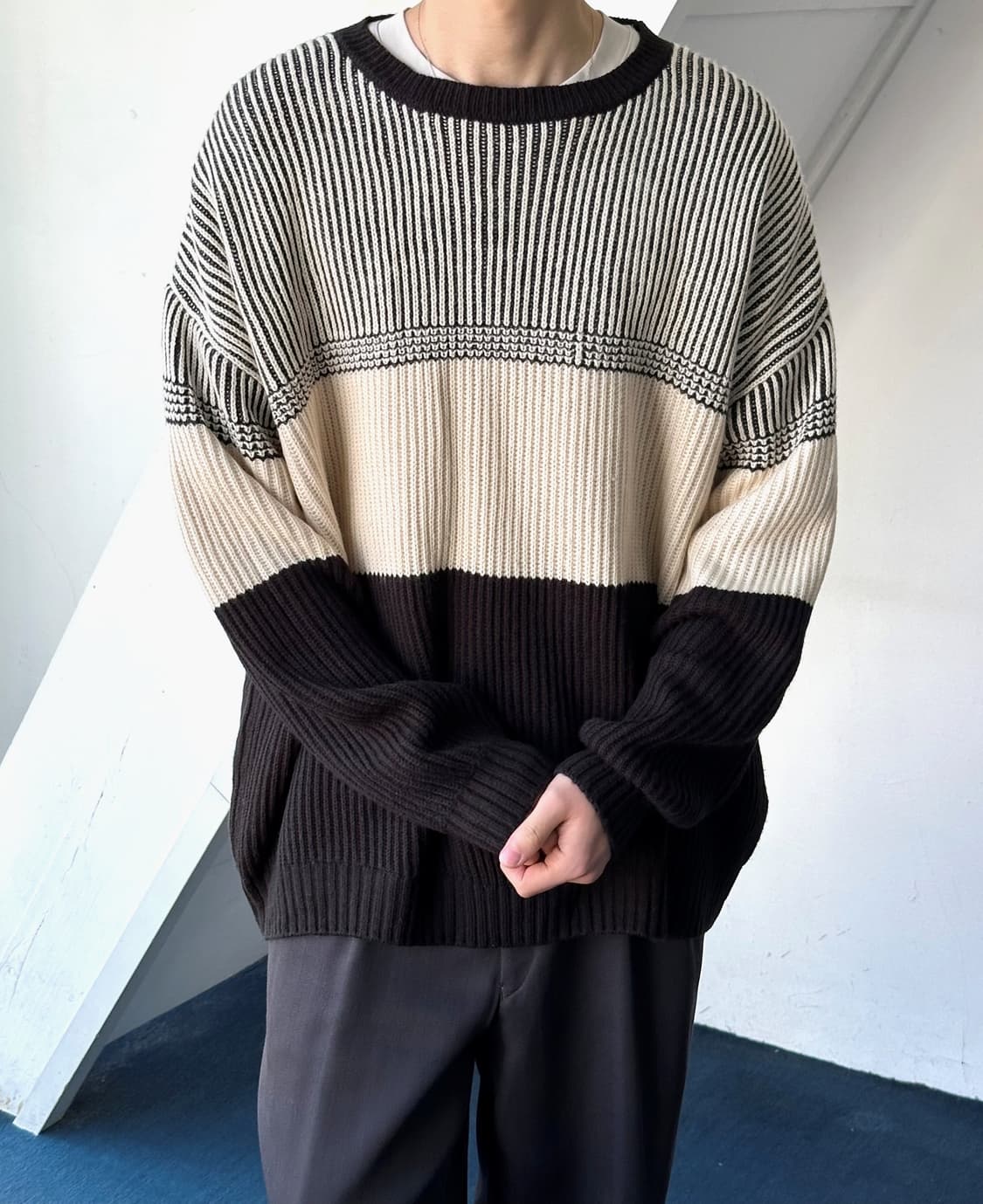 Panel design rib wide knit P/O 상품이미지9