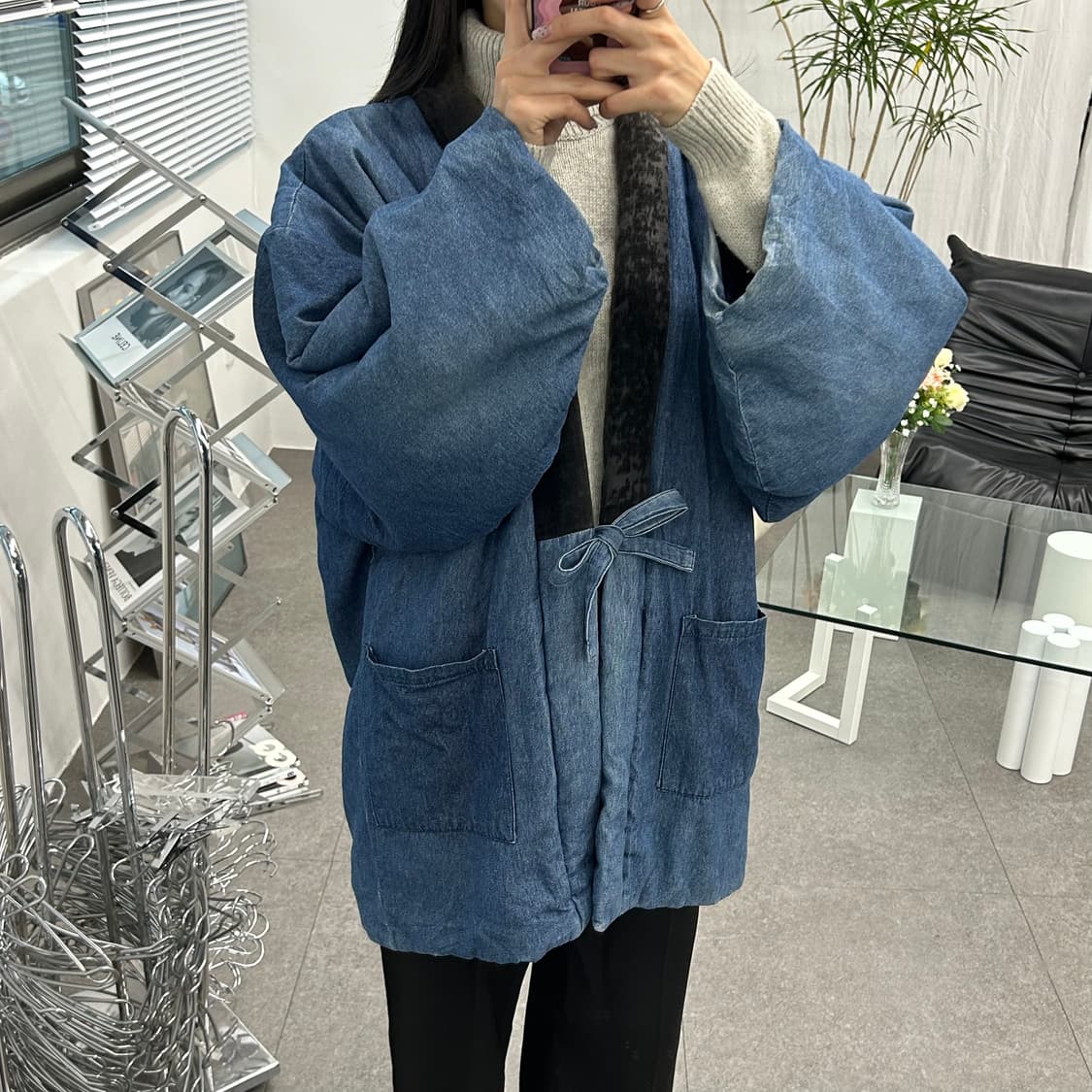 상텐 데님 로브 패딩 상품이미지4