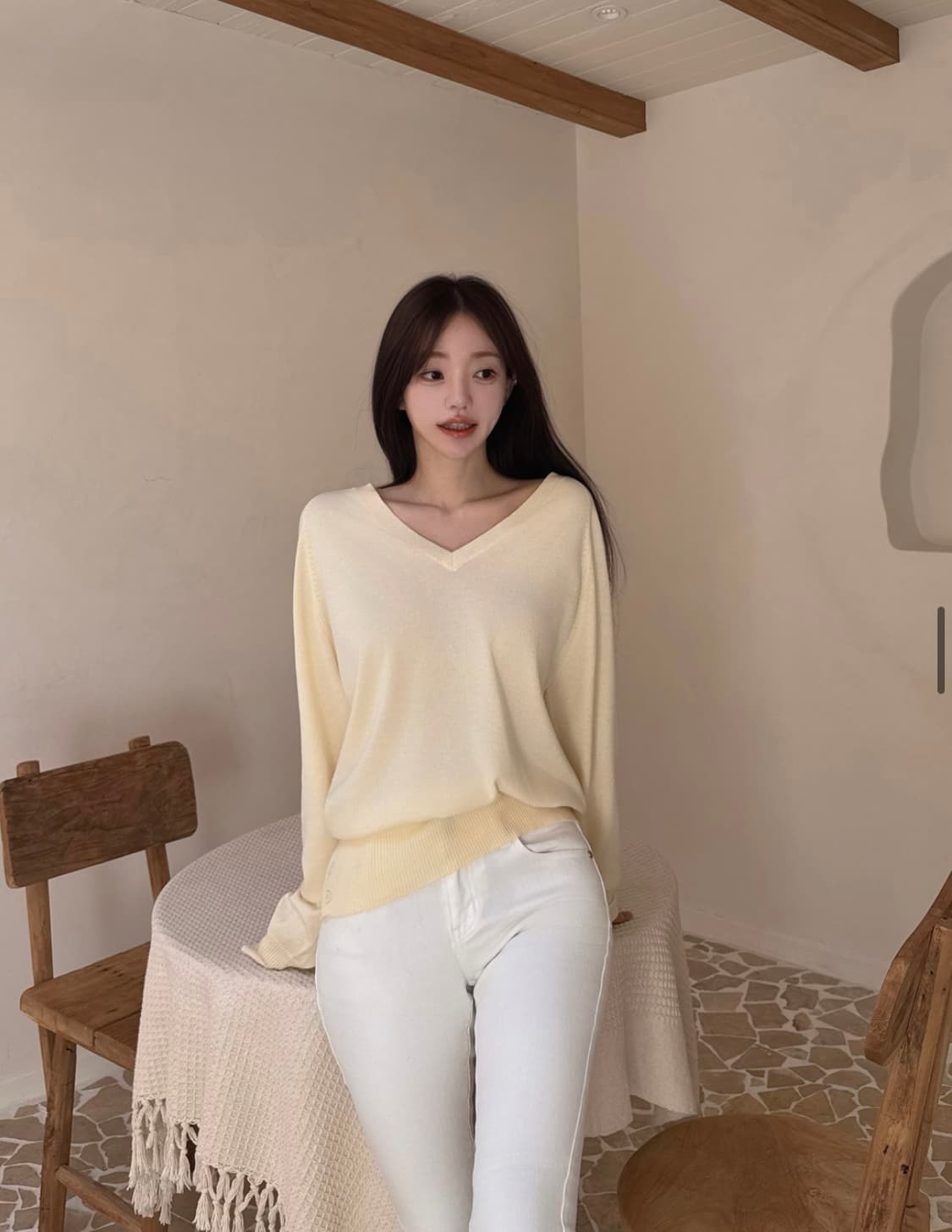 카인다미 브이넥 니트 티 상품이미지3