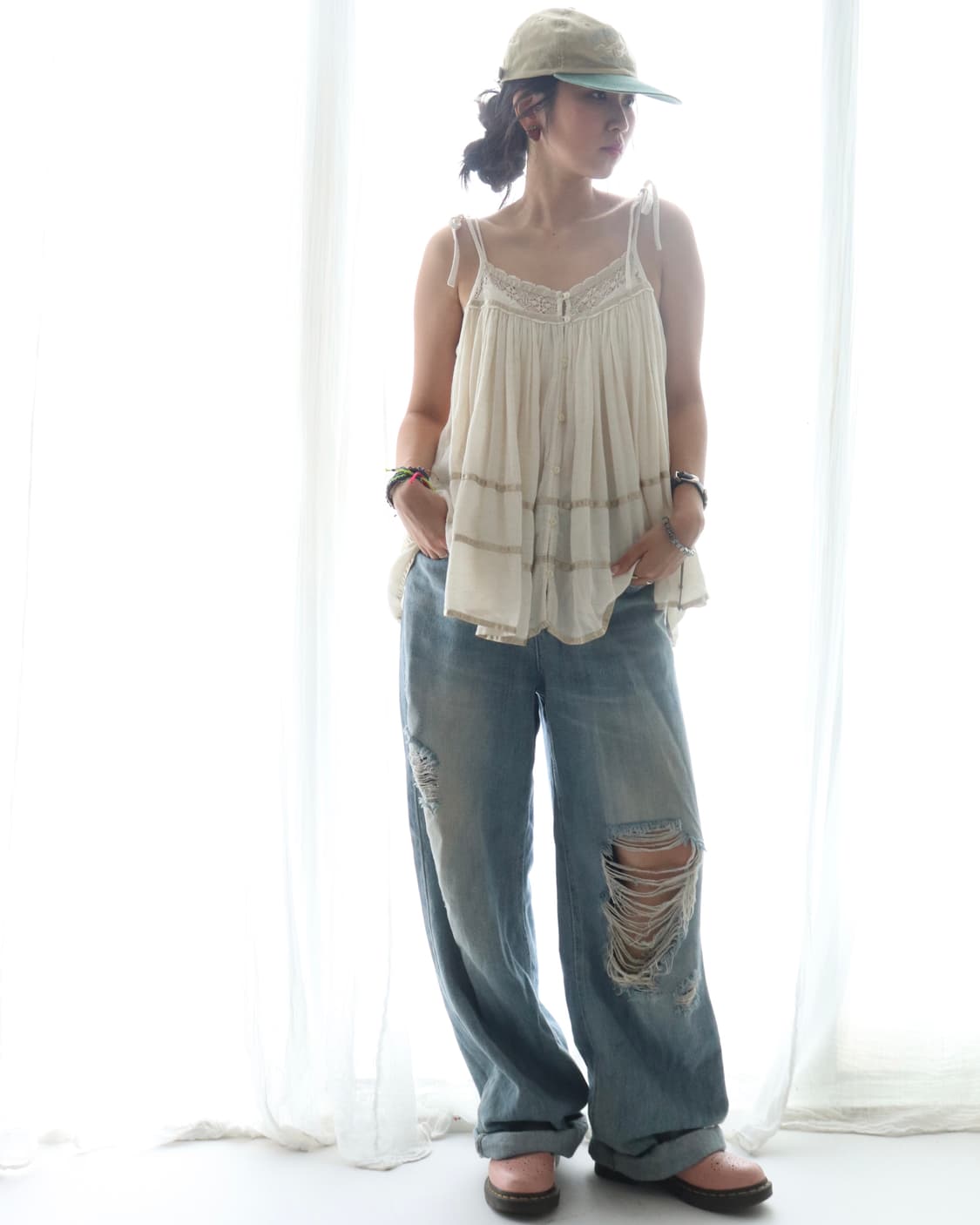 [Beams Boy] Satin Tape Gather Camisole 상품이미지3