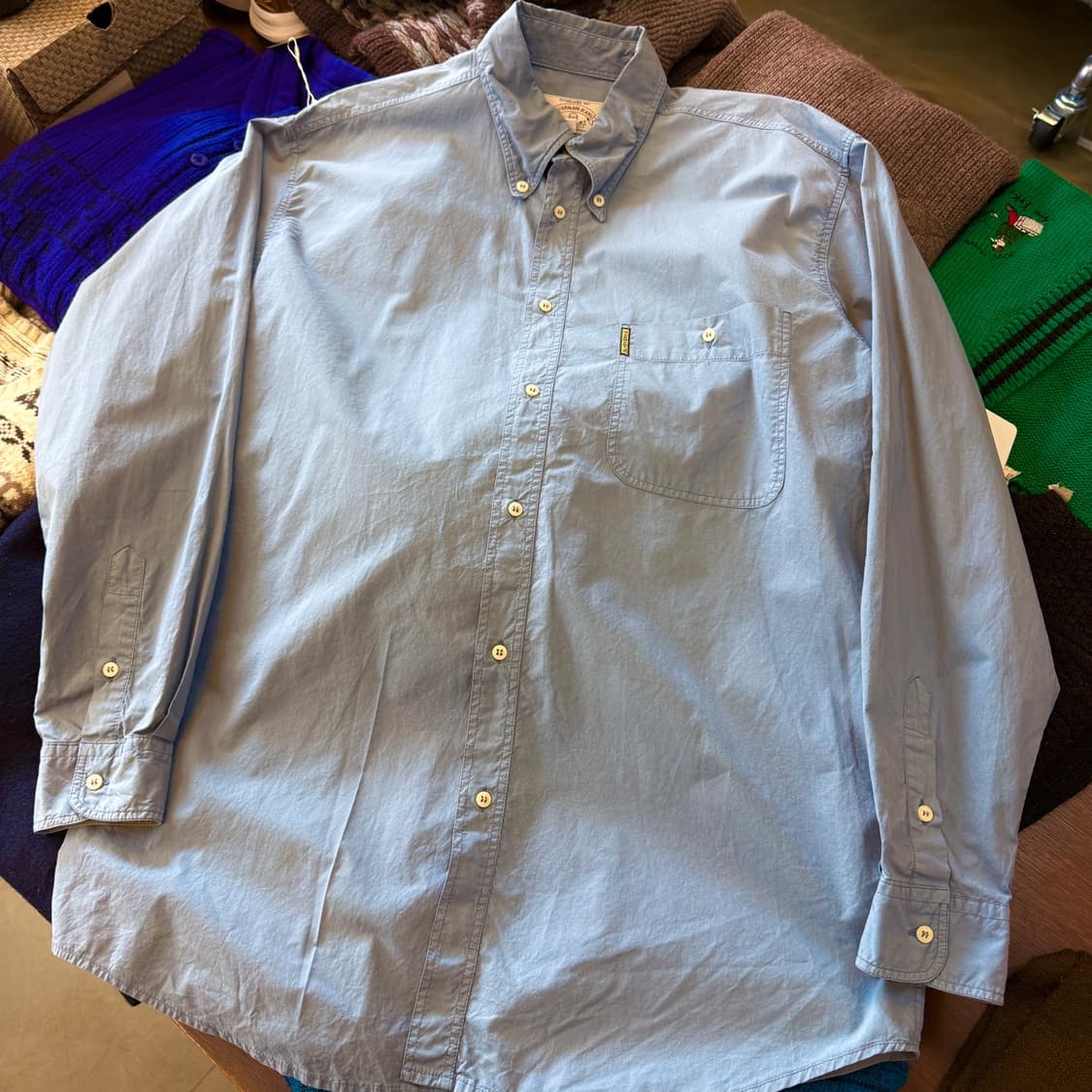 90년대 아르마니 진스 라이트 스카이 블루 셔츠 MADE IN ITALY 상품이미지1