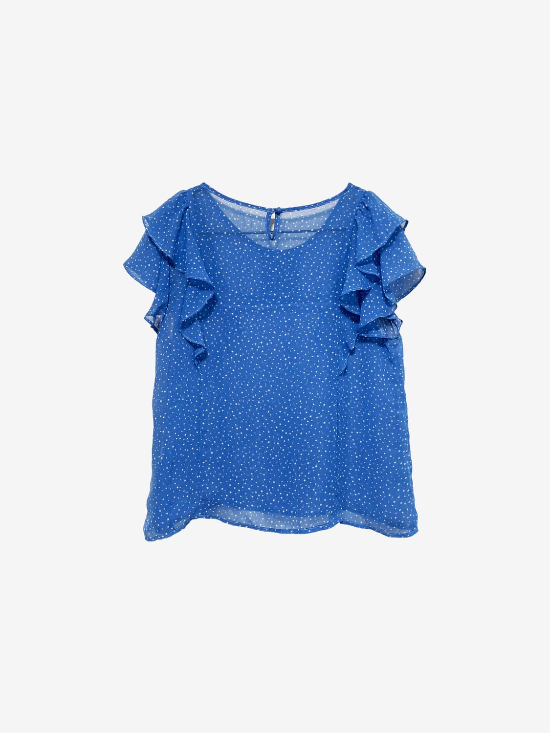 Dot Ruffle Sheer Blouse - Blue 상품이미지3