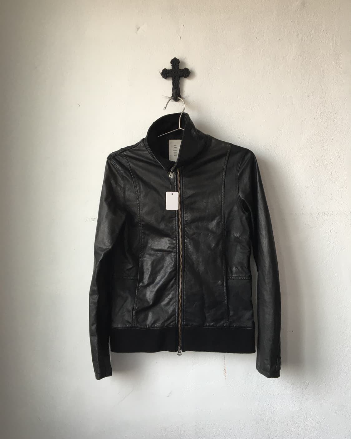 High neck lamb skin leather jacket 상품이미지2