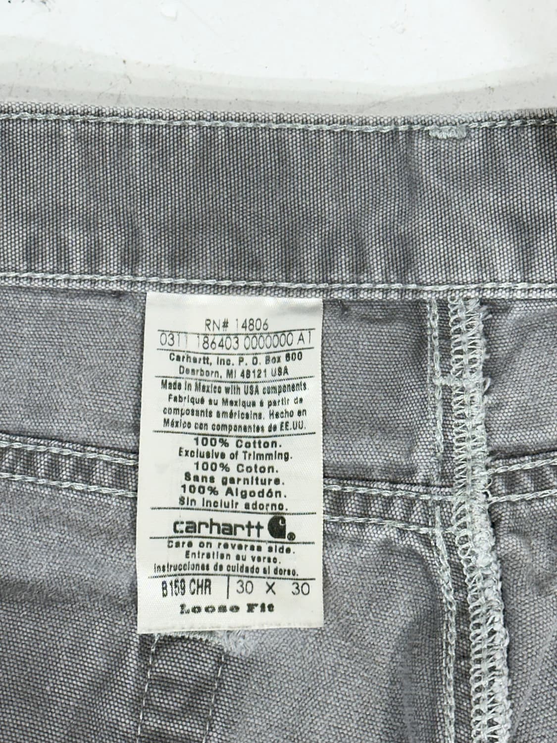 칼하트 b159 차콜 와이드 카펜터 워크 팬츠 루즈핏 바지  상품이미지8