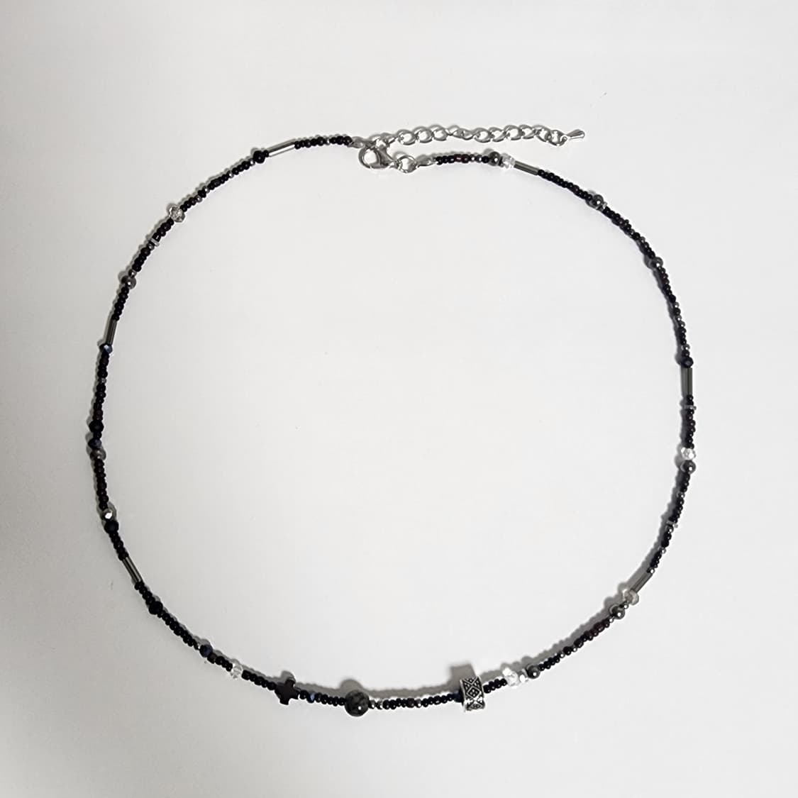 남자 십자가,원석 비즈 목걸이 상품이미지1