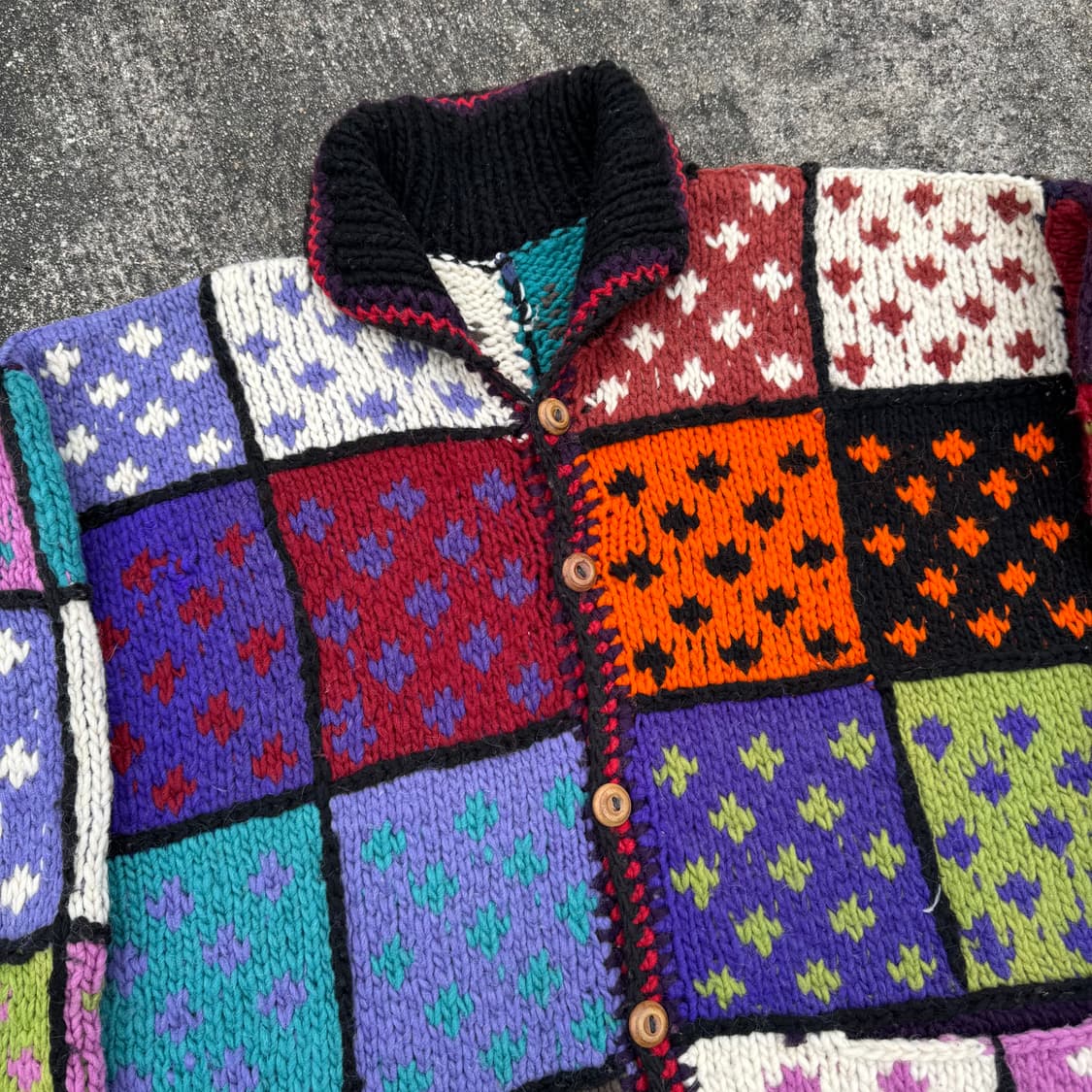 [L~XL] 빈티지 핸드메이드 헤비울 니트 자켓 상품이미지6