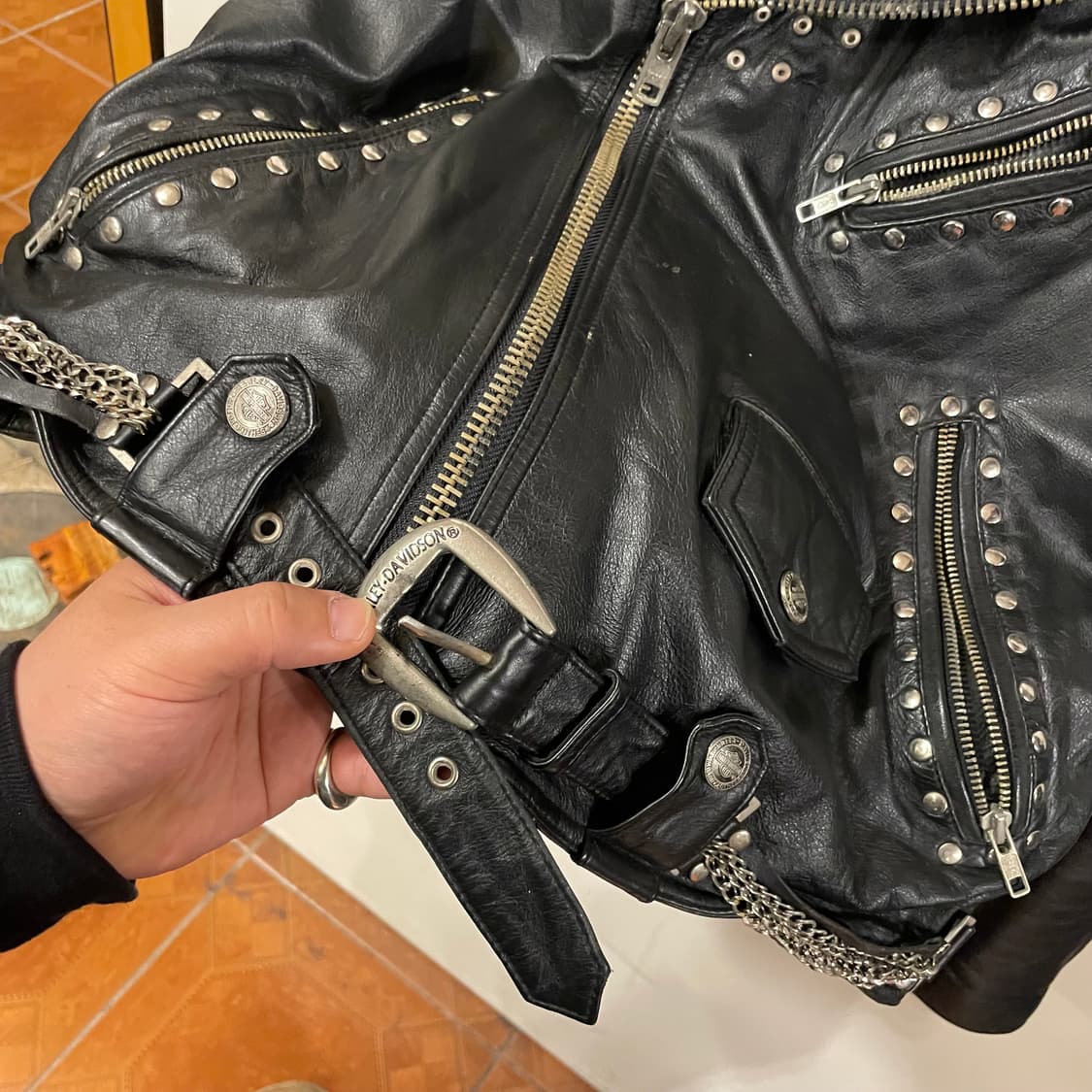 할리데이비슨 스터드 레더바이커 자켓 상품이미지4