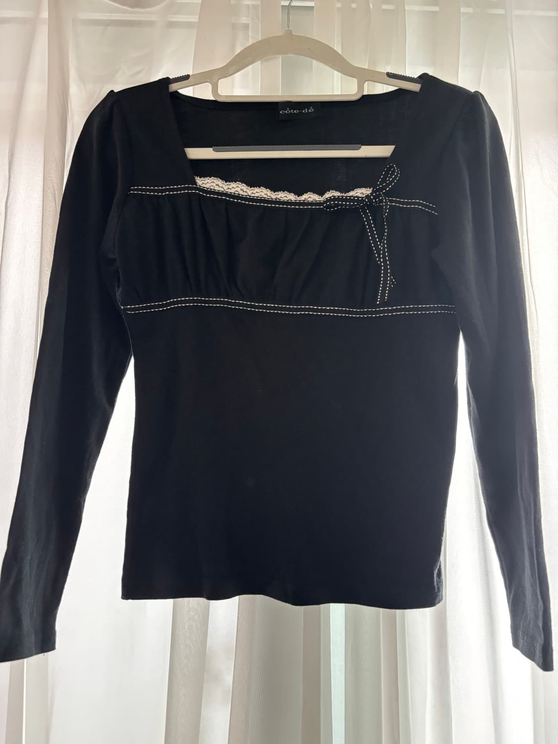 일본빈티지 러블리 리본 레이스 블랙 슬리브리스 상품이미지1