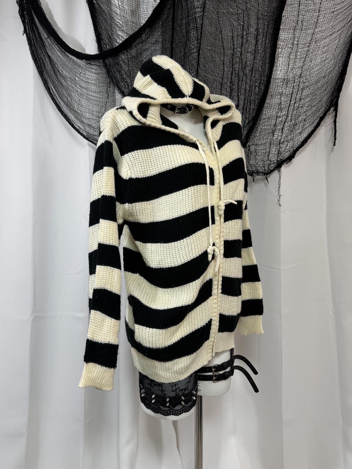 stripe knit hood zip up 상품이미지1