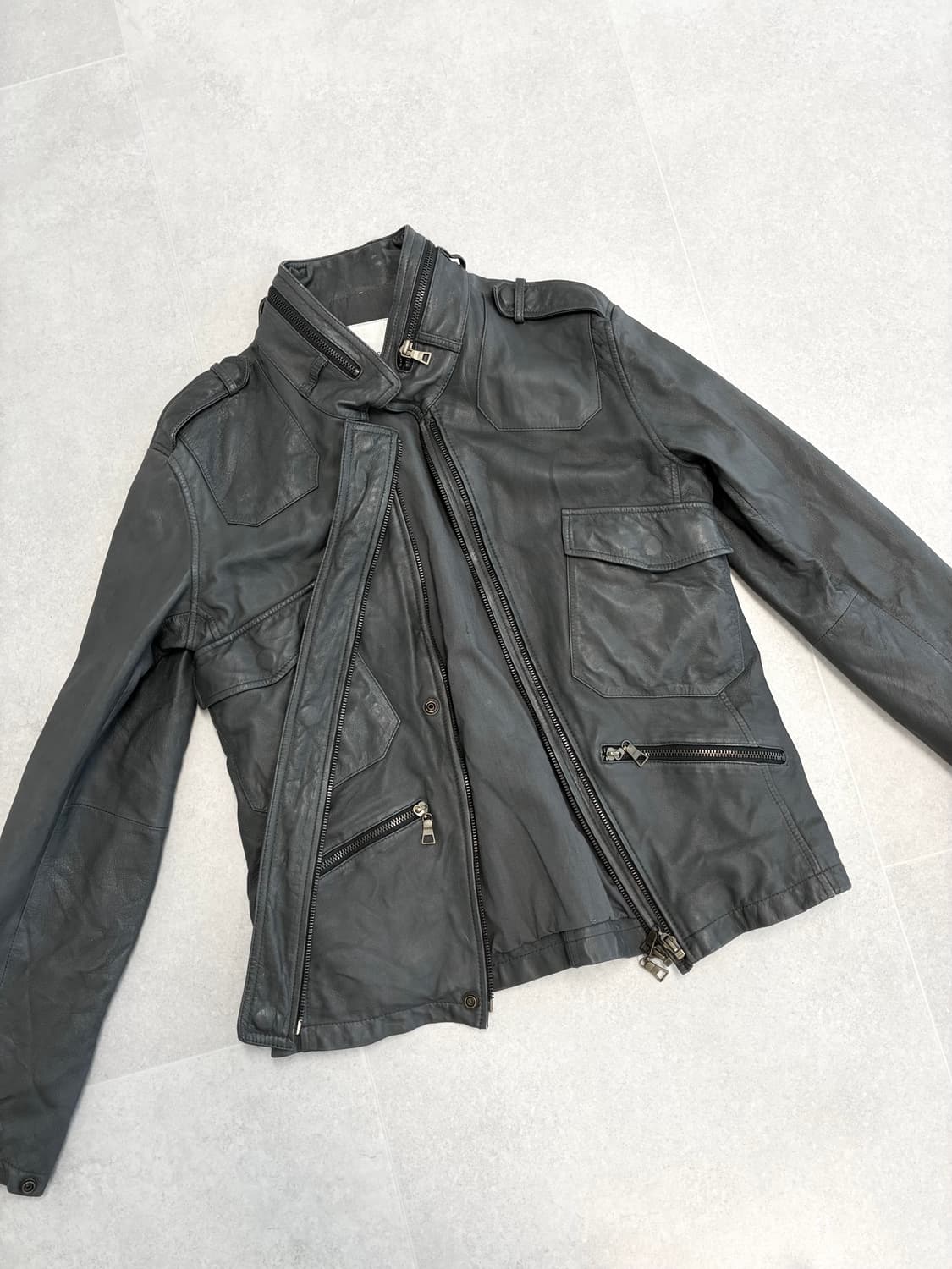 그레이 리얼 레더자켓 상품이미지3