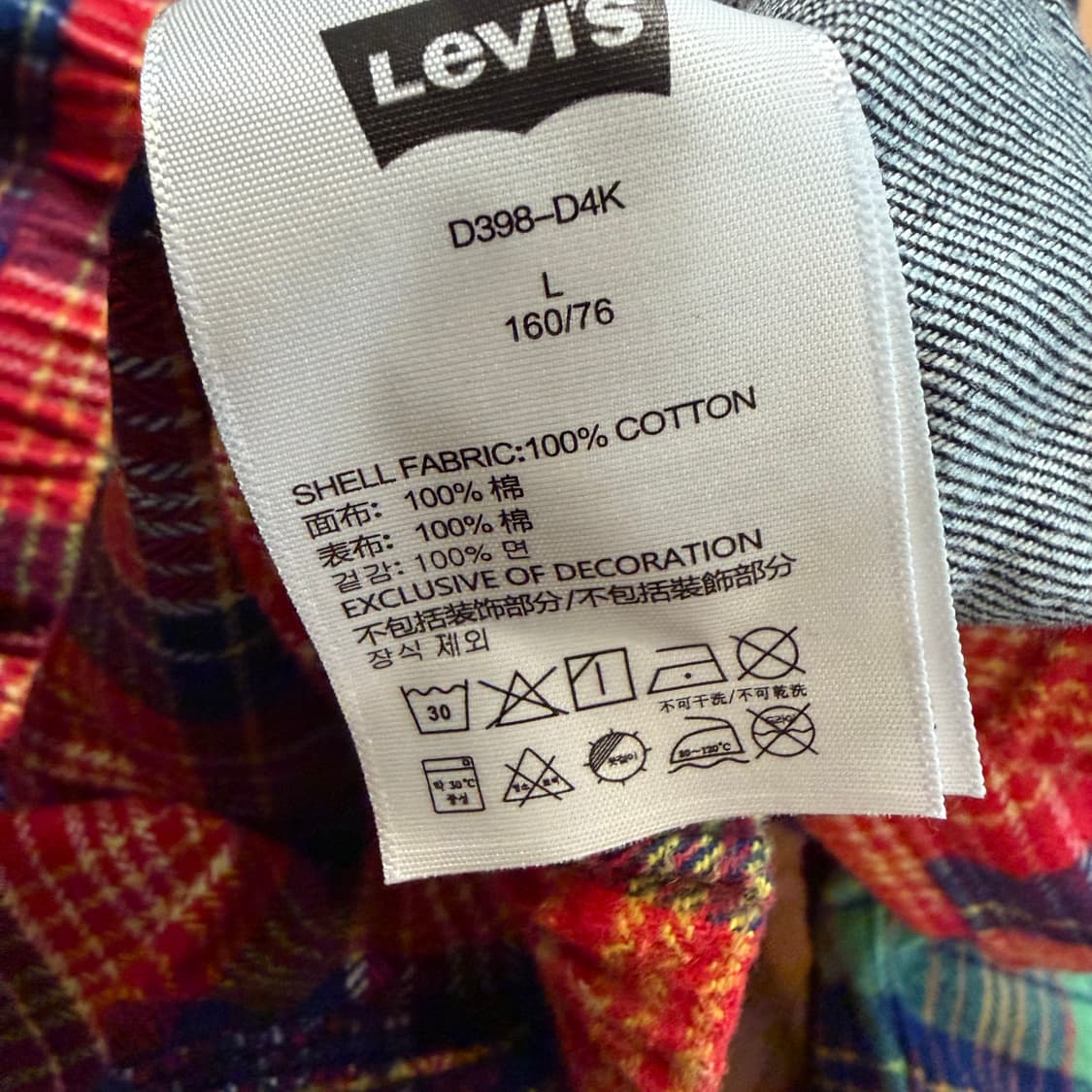 levi’s kids 체크 데님 혼방 아노락 맨투맨  상품이미지3