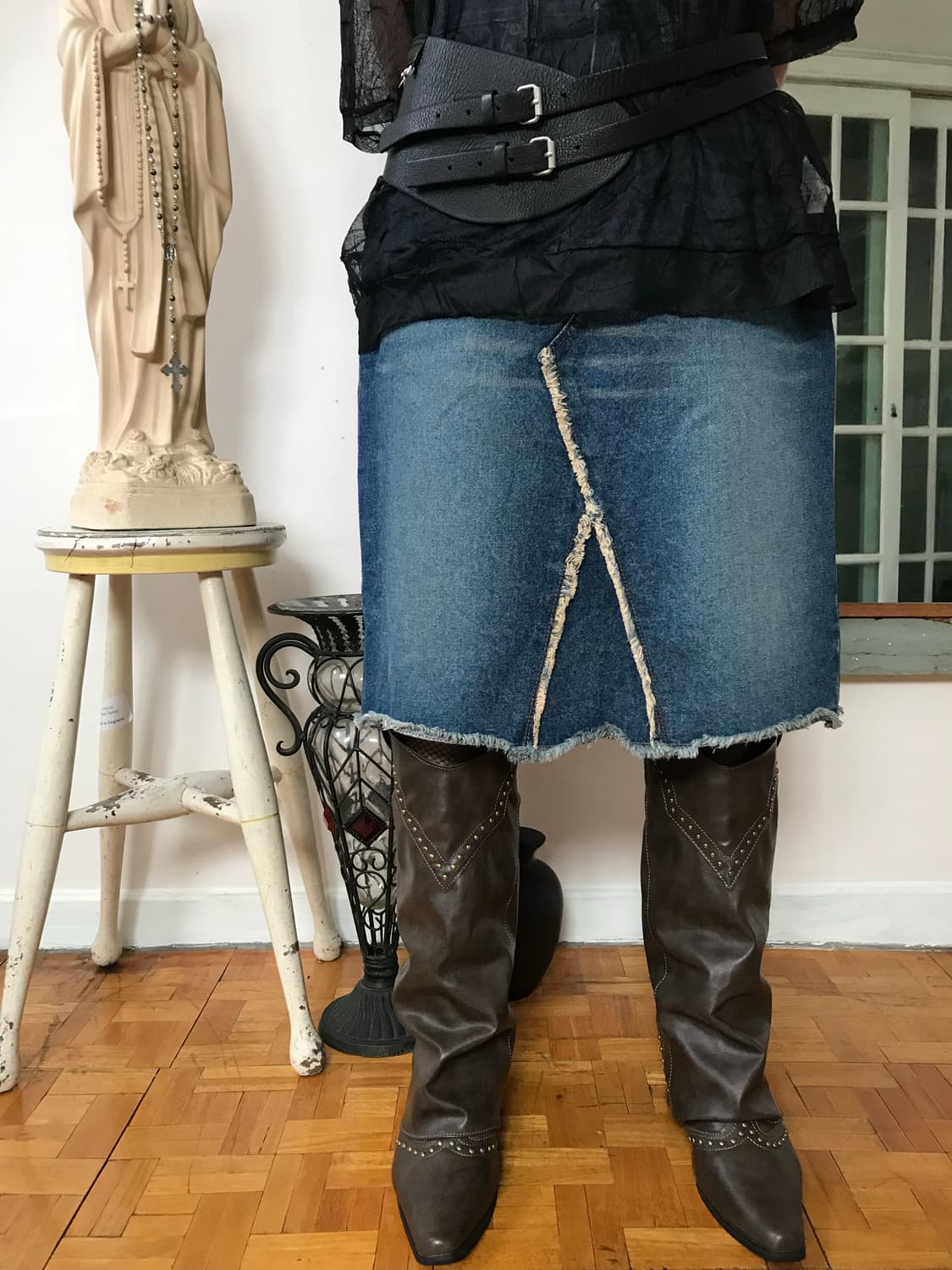 vintage denim skirt (26inch) 상품이미지1