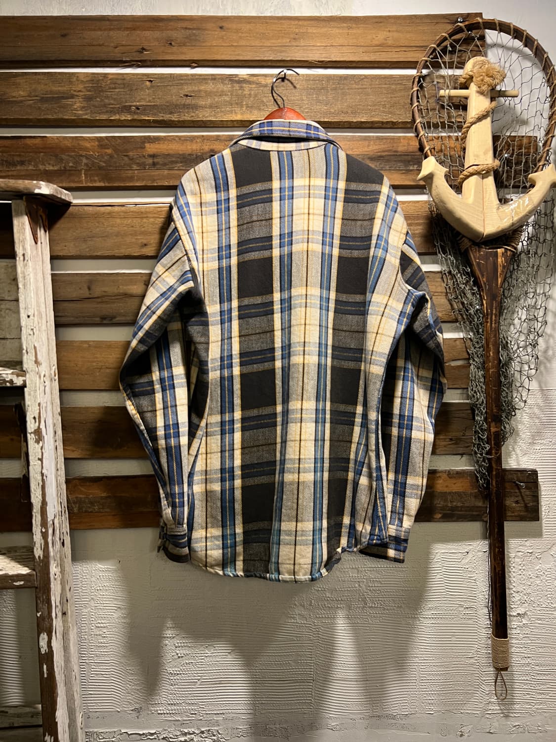 [M]80's JC Penney BIG MAC 블루 타탄체크 플란넬 셔츠 상품이미지7