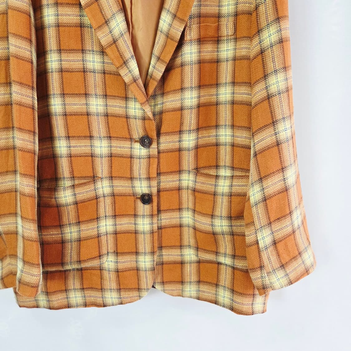 [STILE BENETTON] 베네통 오렌지 체크 싱글 자켓 여성 4 상품이미지3