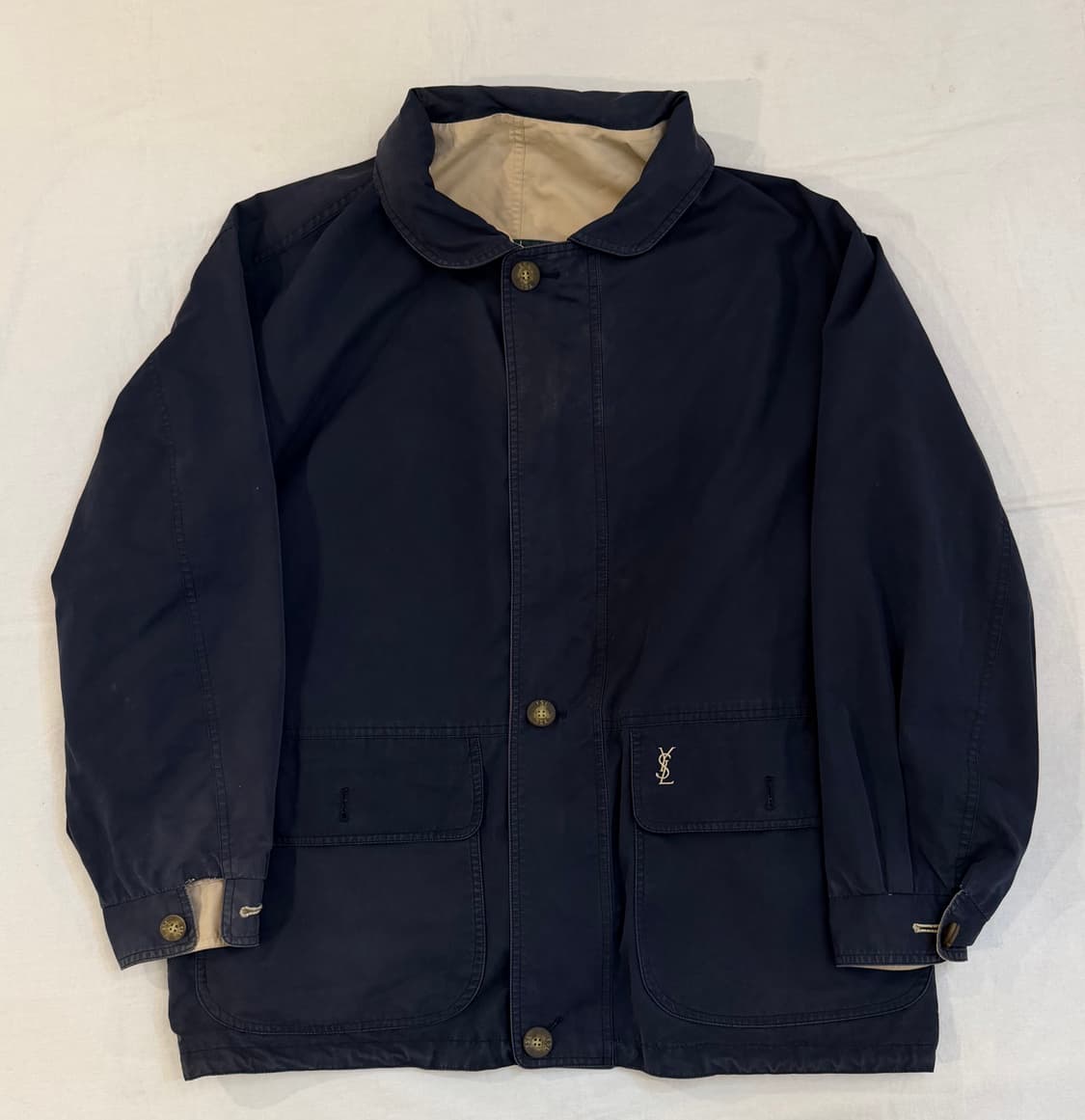 90s YSL 입생로랑 리버시블 블루종 사파리 자켓 베이지 상품이미지6