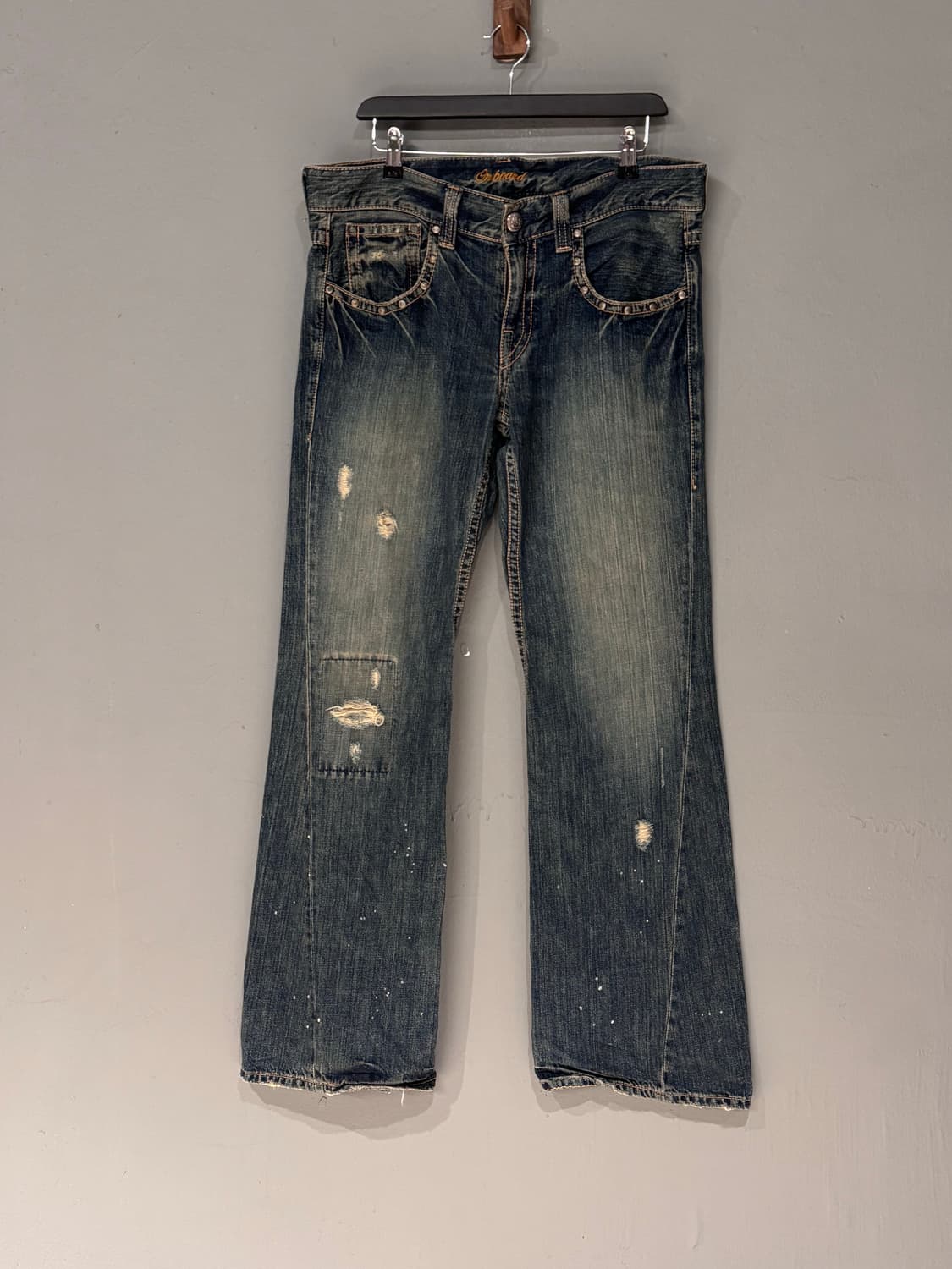 온보드 데미지 부츠컷 데님팬츠  상품이미지2