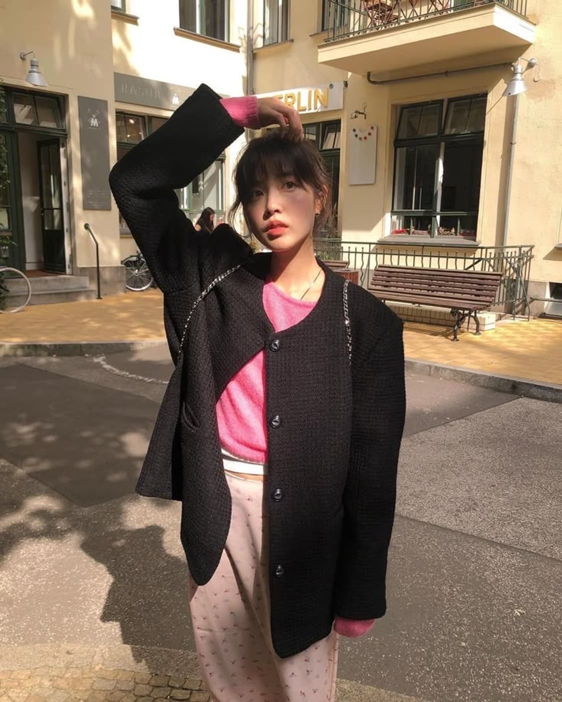 프롬비기닝 노카라 라운드 트위드자켓 구해요! 상품이미지1