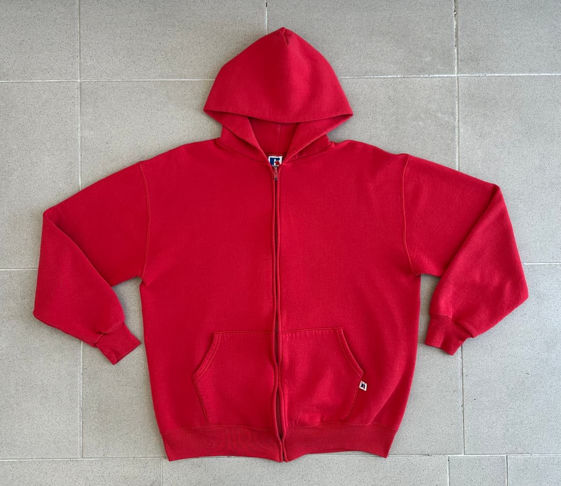 90s 빈티지 러셀 후드집업 레드 XL USA 상품이미지1