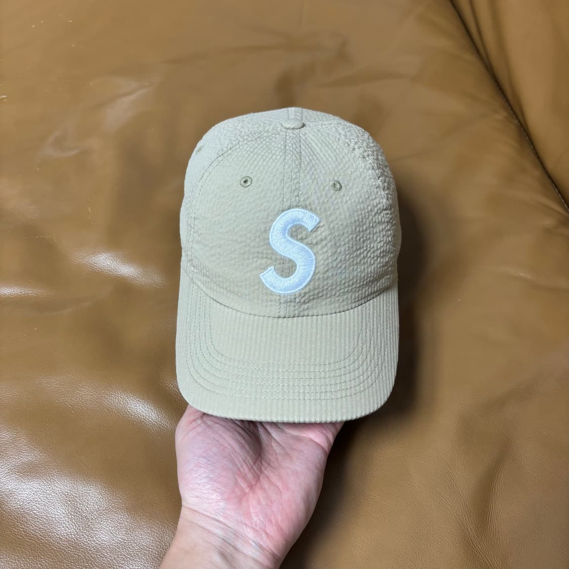 슈프림 S로고 6패널 볼캡 모자 시어서커 탄 상품이미지2