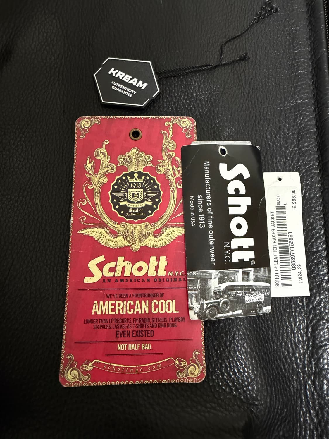 슈프림 쇼트 24FW 레더 레이서 자켓 블랙 L 상품이미지2