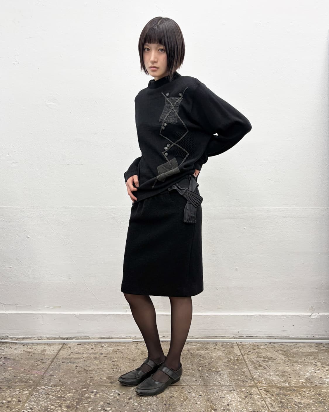 빈티지 버튼 디테일 아가일 스웨터 상품이미지5