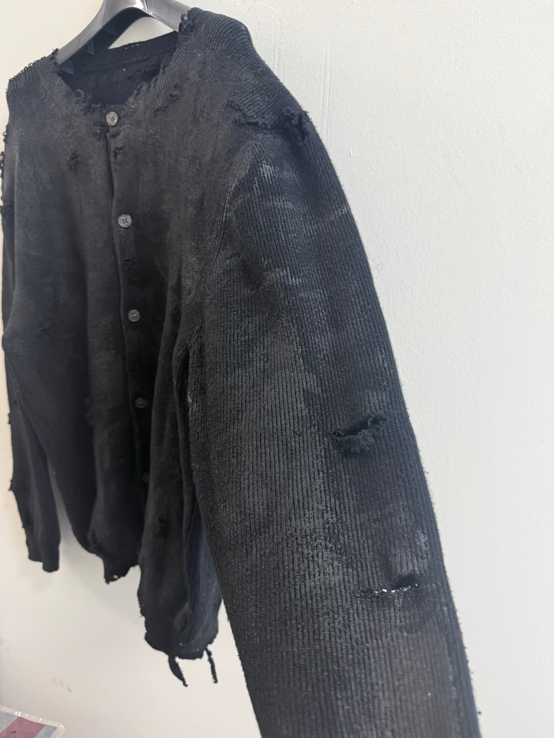 Distressed vintage oil wax coating 가디건 상품이미지4