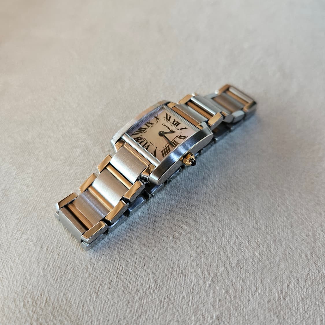 까르띠에 탱크 프랑세즈 콤비 스몰 핑크자개 다이얼 상품이미지4