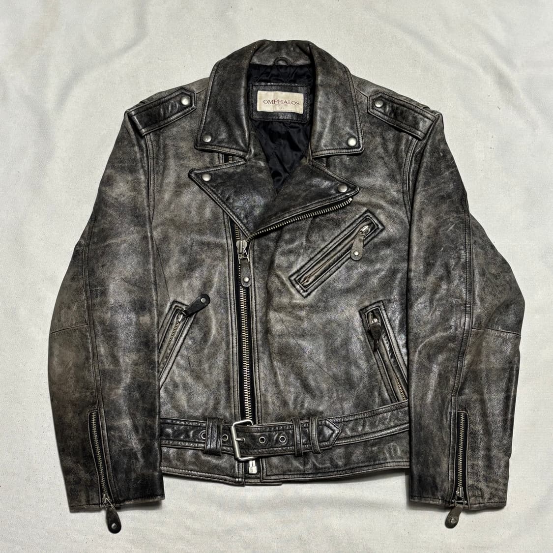 100 vtg 데미지드 소가죽 레더 자켓 상품이미지2