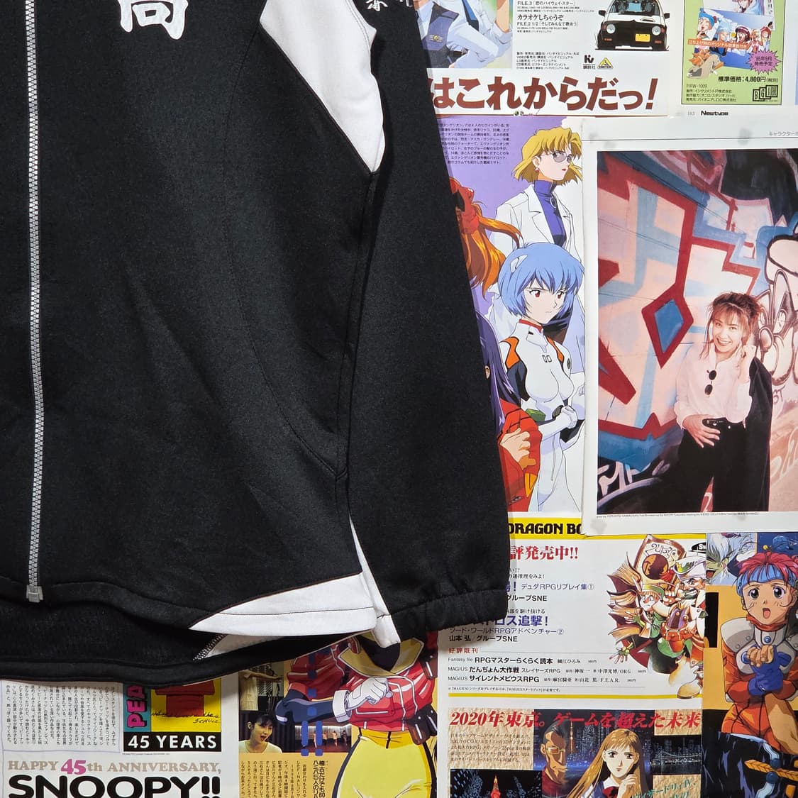 JPN 미즈노 블랙 앤 화이트 레터링 트랙 집업 . 상품이미지4