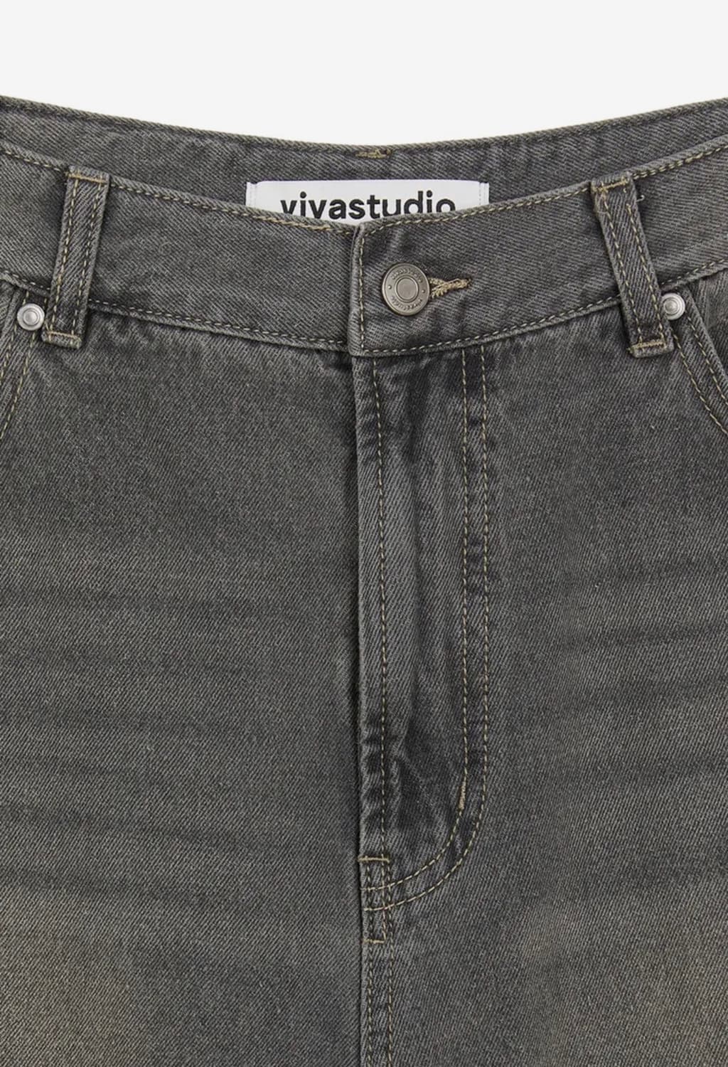 비바스튜디오 와이드 데님팬츠(샌드블랙/S) 슬로우애시드엘무드르아르낫포너드 상품이미지4