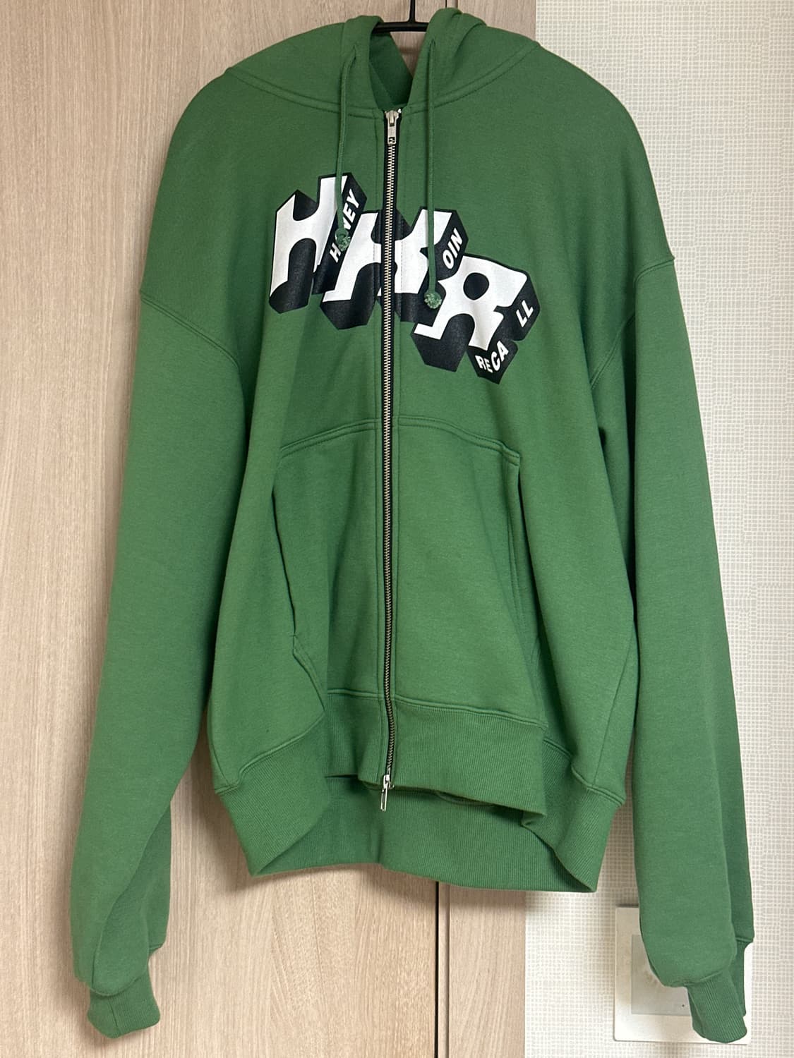 HKR LOGO ZIP UP HOODED SWEATSHIRT GREEN 상품이미지1