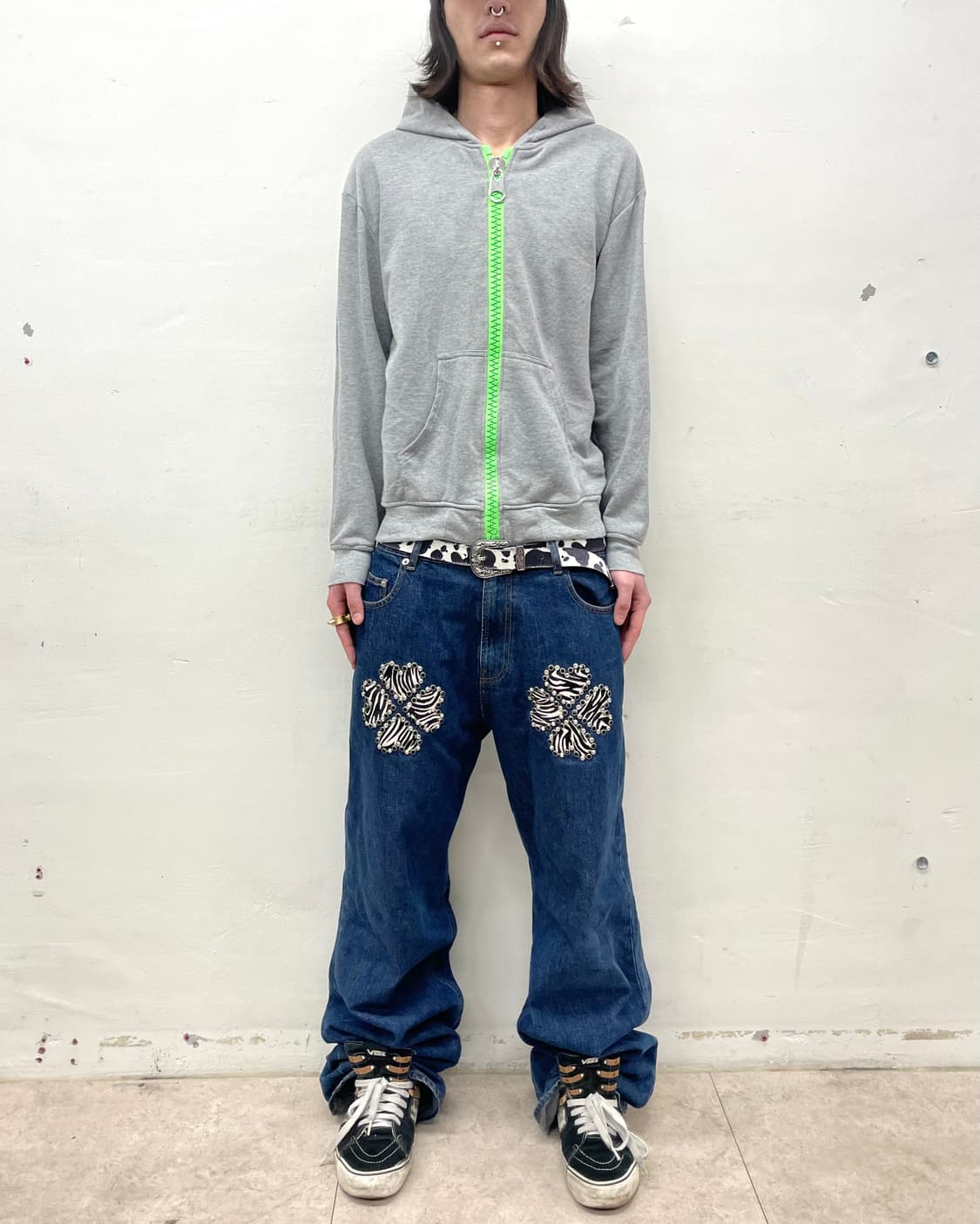 Silver Big Zipper Green Hood Zip-Up 상품이미지3