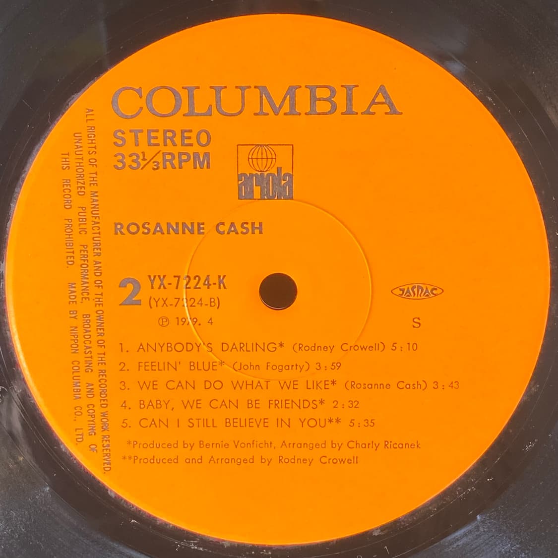 (수입중고LP-컨츄리) Rosanne Cash -Rosanne Cash 상품이미지5