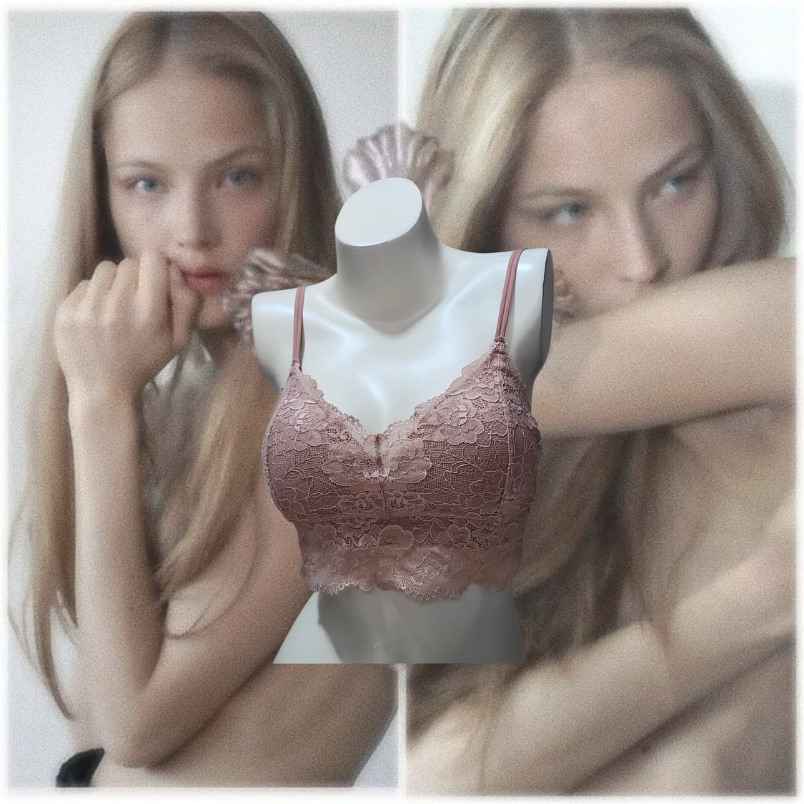 Vintage pink rosy lace bralett 상품이미지2