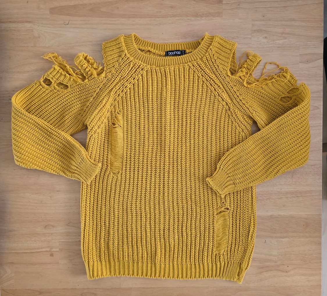 Boohoo Distressed Knit (Mustard Yellow) 상품이미지7