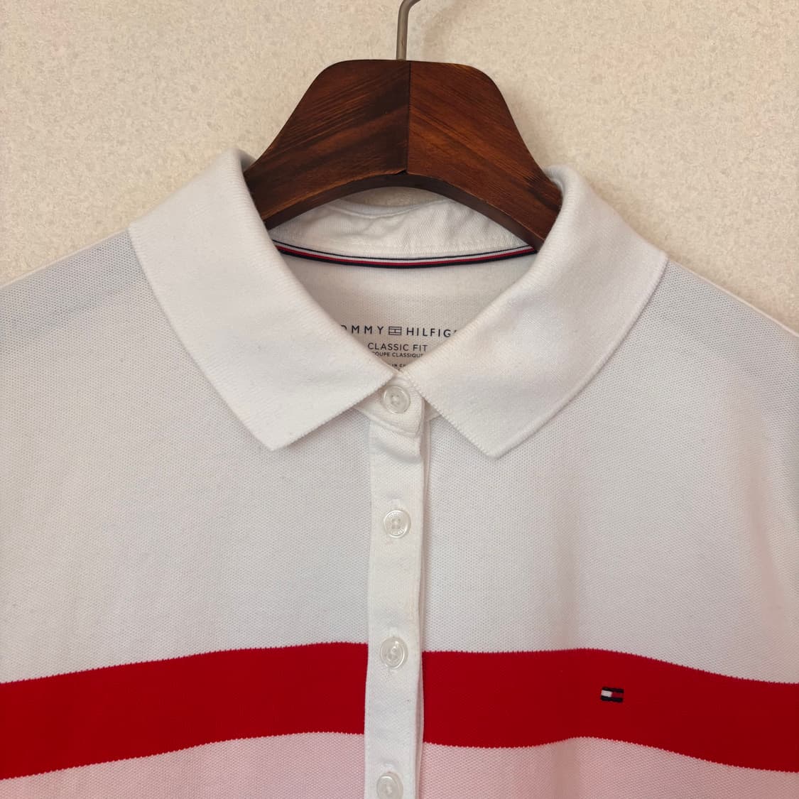 타미힐피거 반팔 폴로 티셔츠 M 피케 스판 클래식핏 스트라이프 상품이미지3