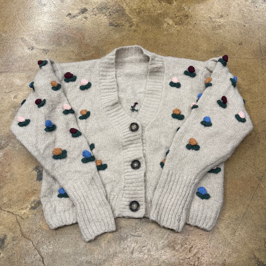 빈티지 모리 플라워 패턴 니트 가디건 상품이미지2