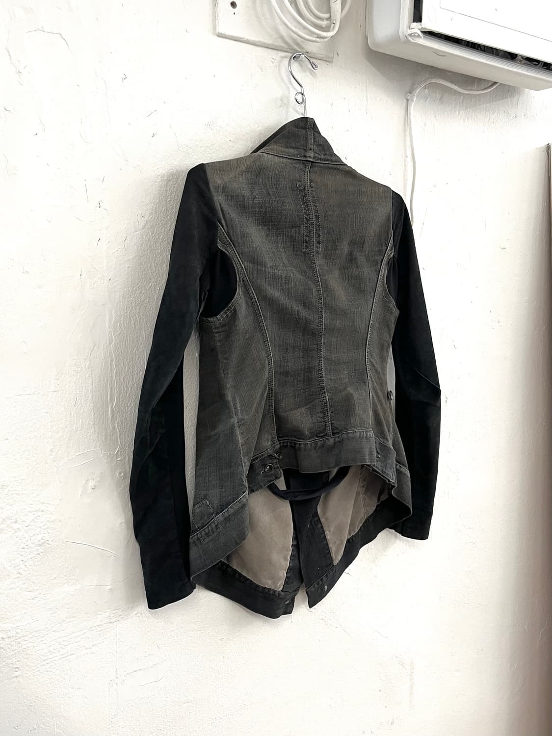 릭오웬스 2011 데님 레더 하이넥 드레이프 자켓 상품이미지10