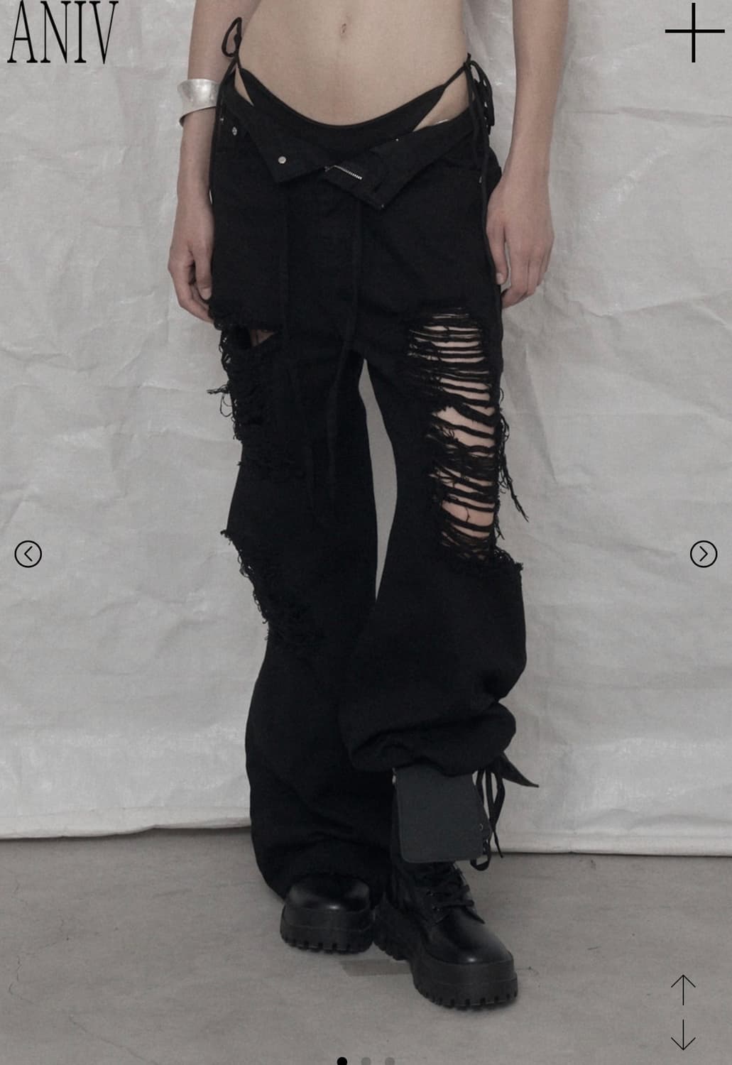 aniv damage wide denim pants 상품이미지1