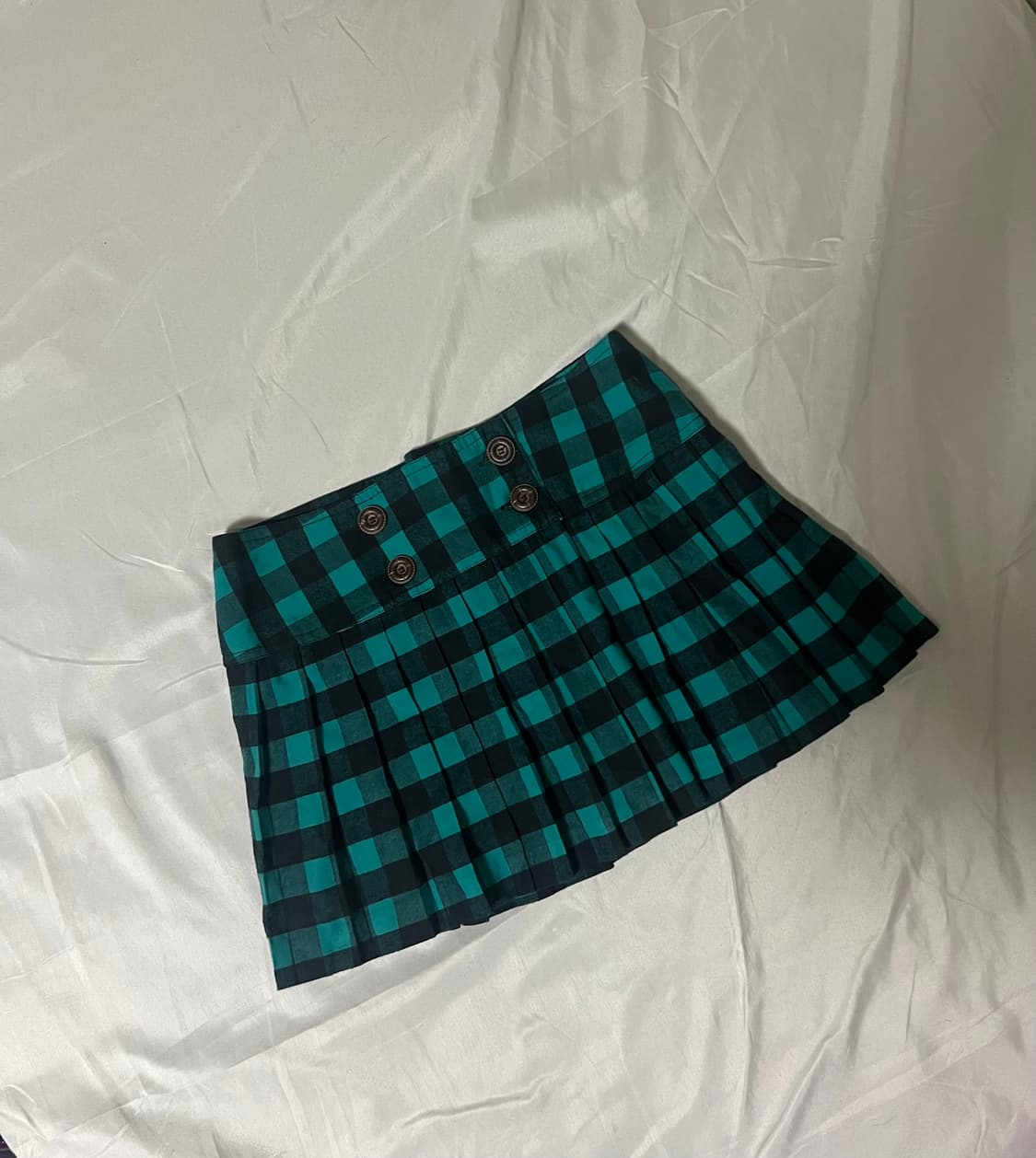 ✨vintage mint check pleats skirt 프레피룩✨ 상품이미지2