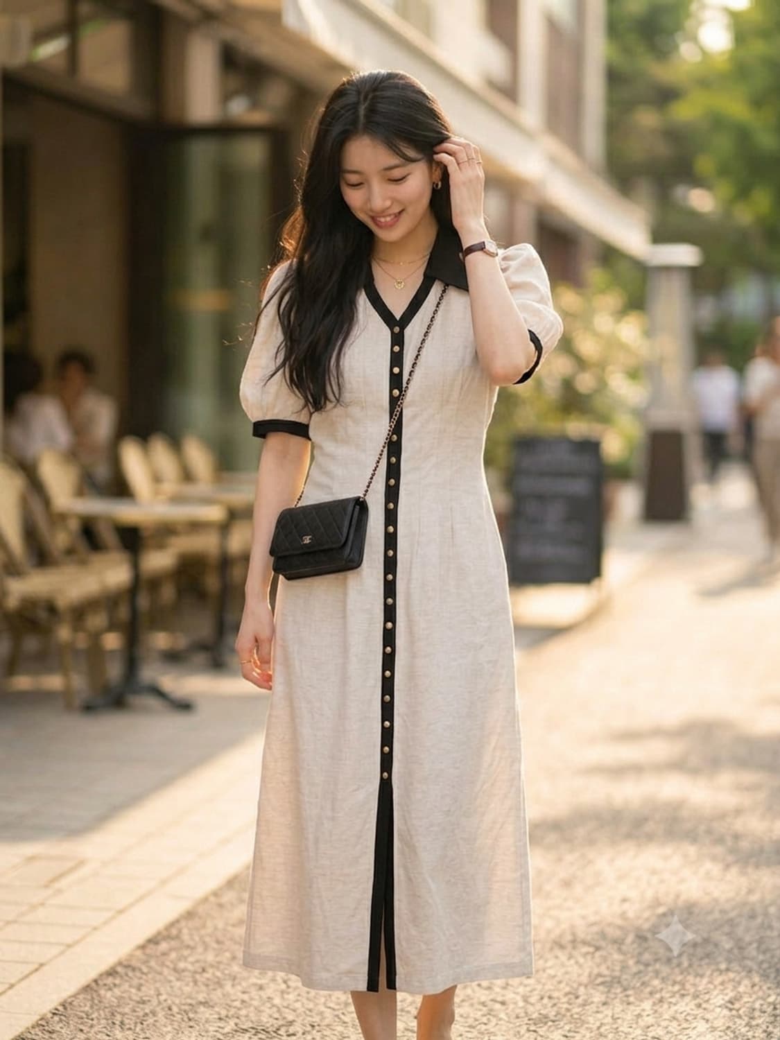 the ashlyn 디 애쉴린 린넨 퍼프 수지 원피스 상품이미지1