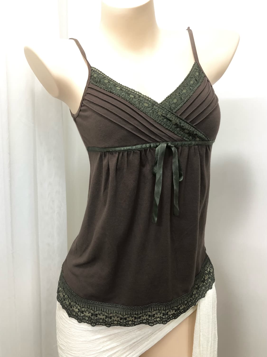 green lace brown sleeveless top 상품이미지3