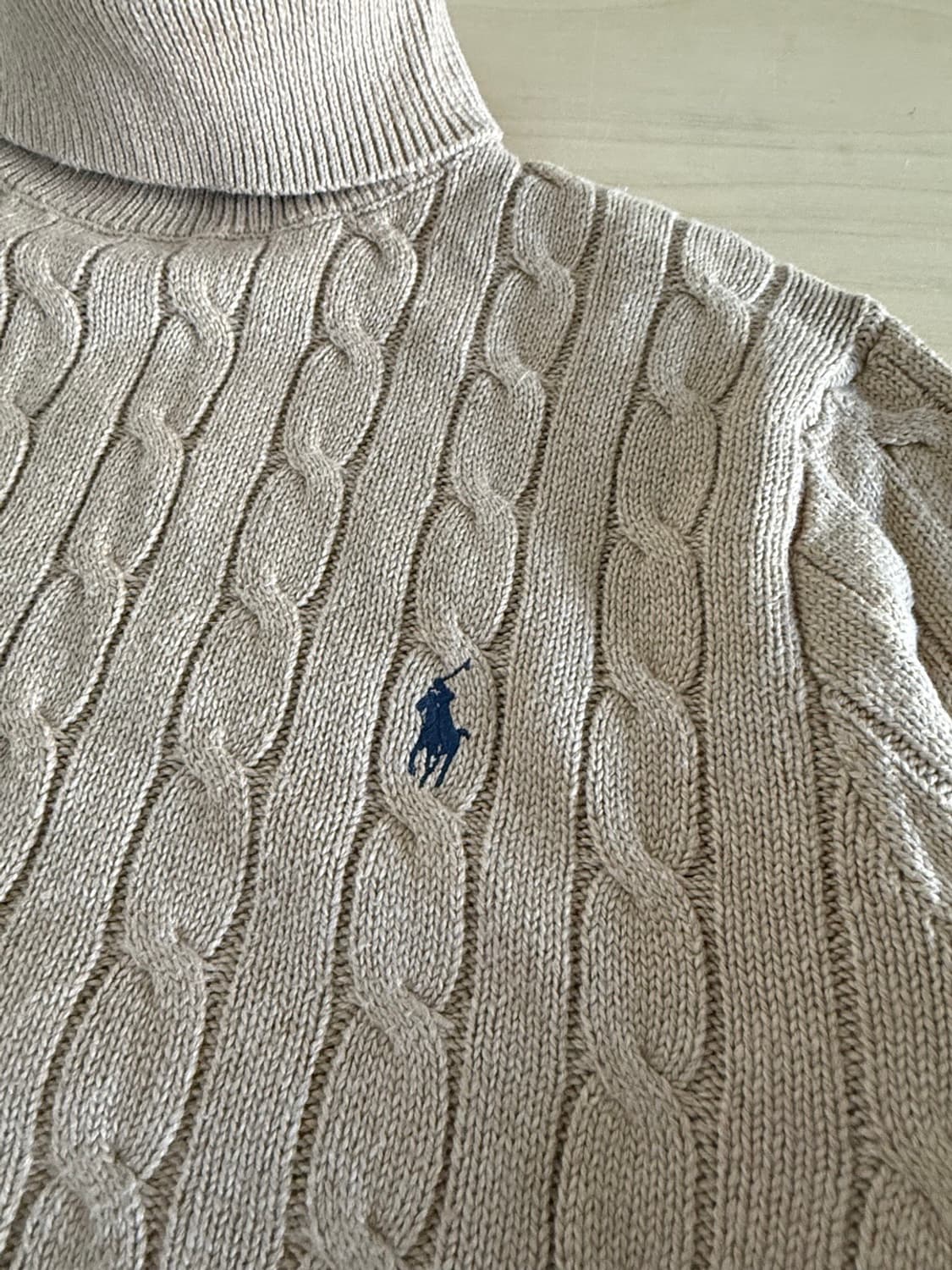 폴로 랄프로렌 케이블 터틀넥 니트 베이지 L 상품이미지3