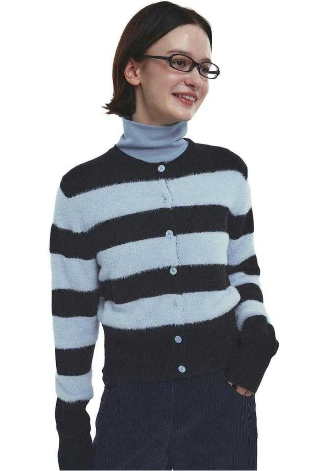 Qduroy Fluffy Knit Cardigan - Sky 상품이미지3