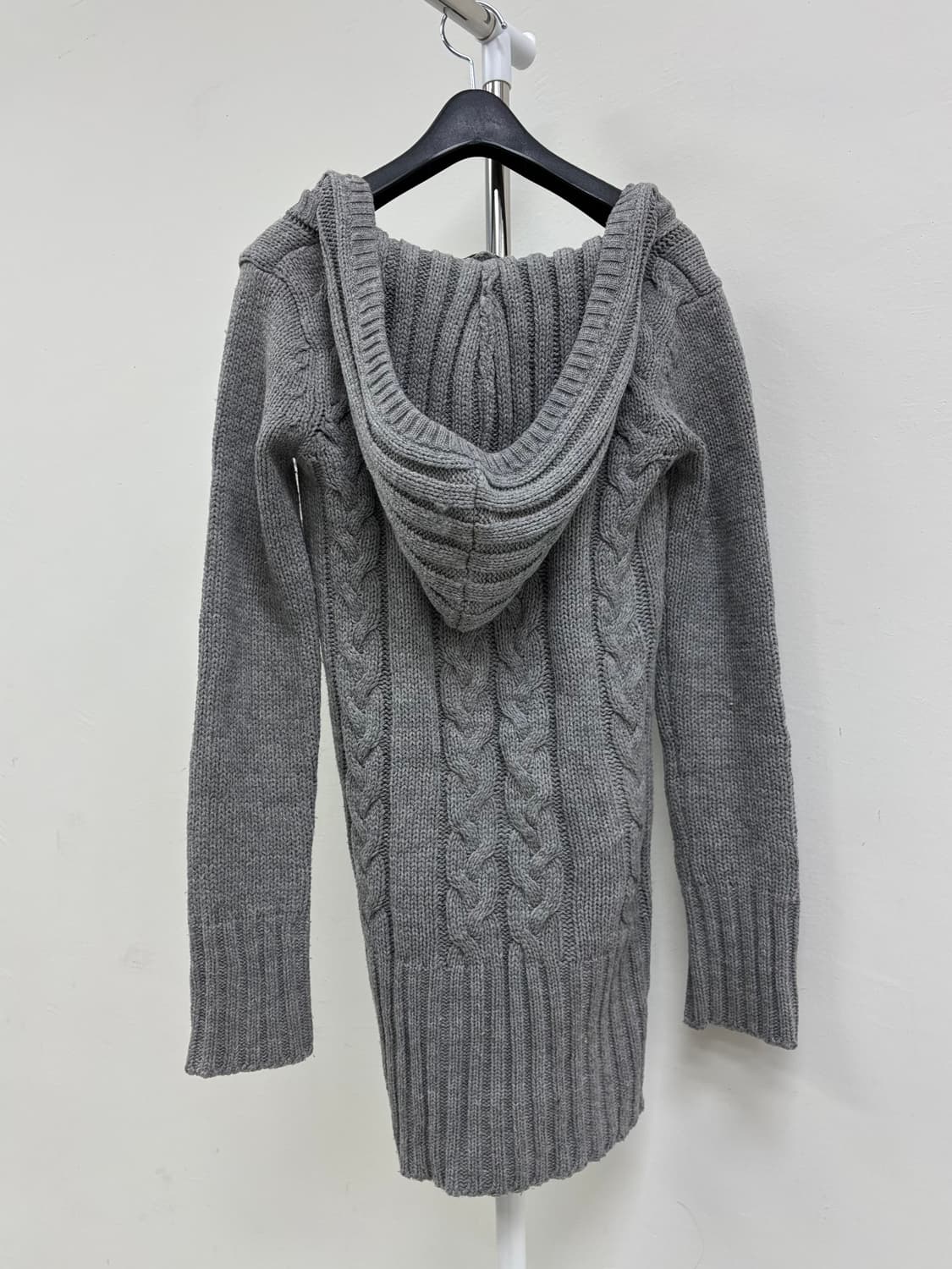 빈티지 그레이 니트 후드 원피스 상품이미지7