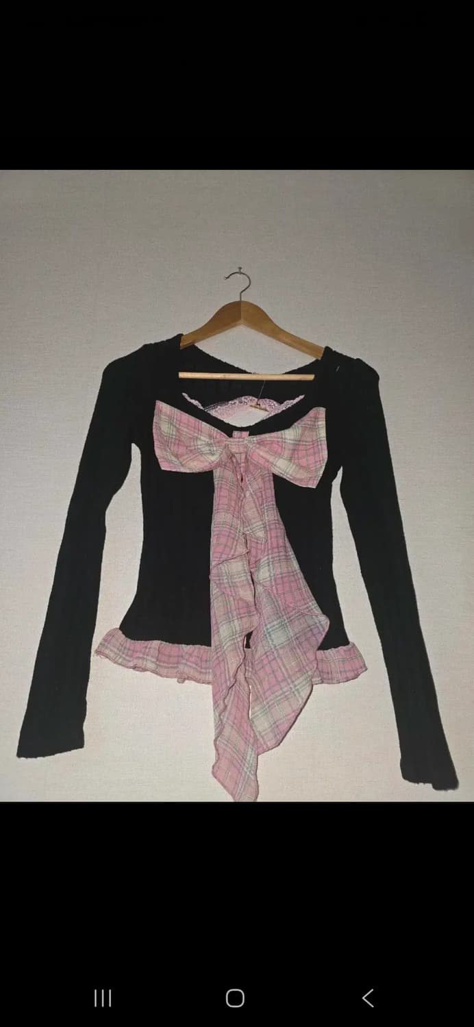 마즈깔 갸루 리본 니트탑 상품이미지1