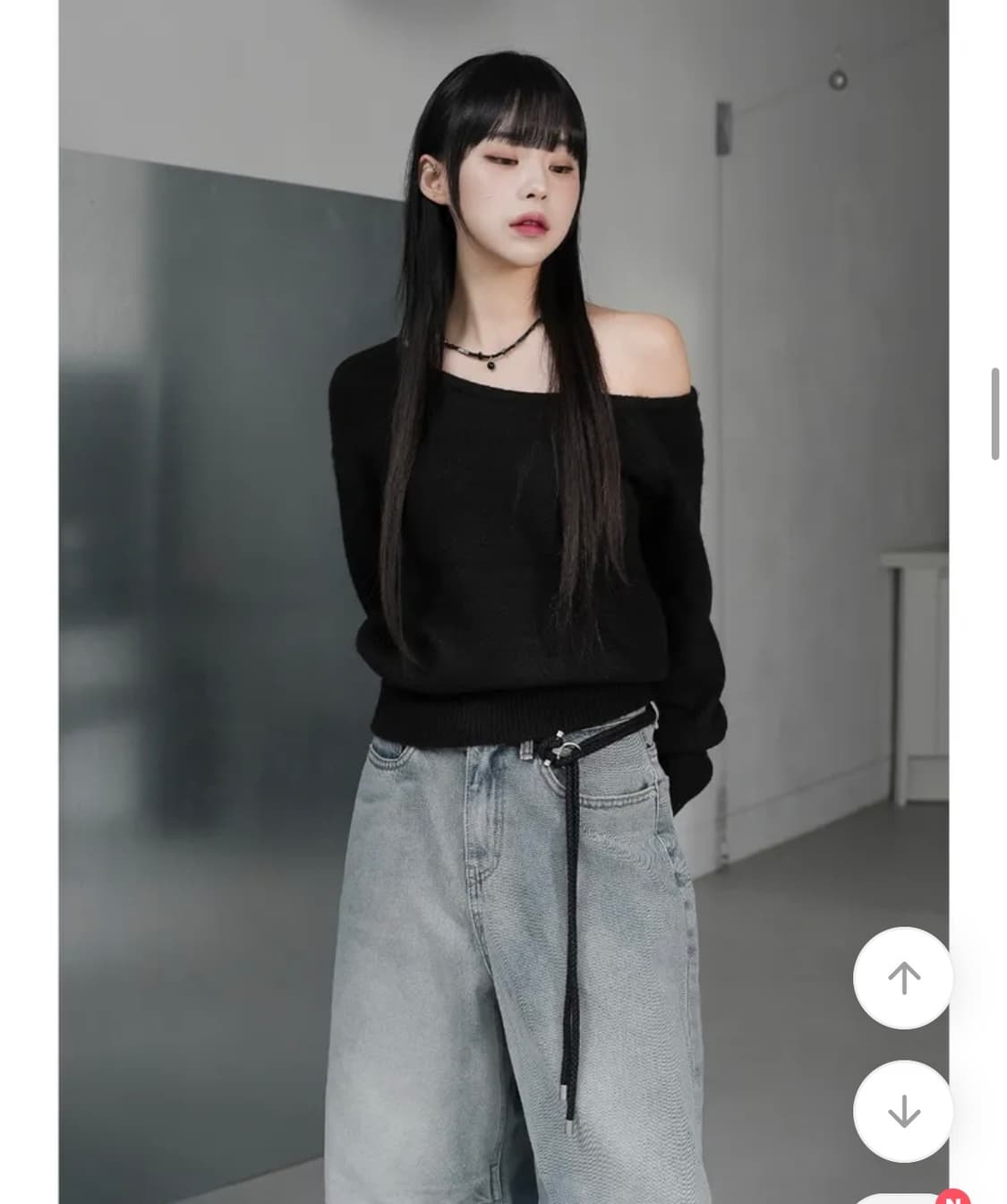 바이너리원 모비 울 언발니트 오프숄더 니트 블랙 상품이미지1